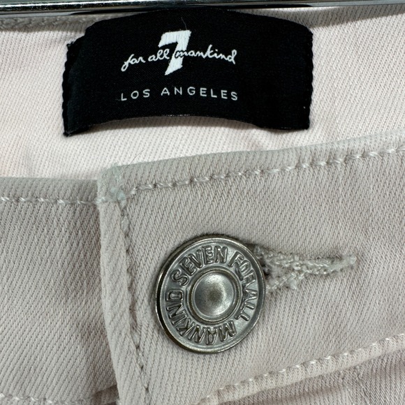 7 For All Mankind High Waist Ankle Skinny Jeans Women's Pink Size 30 - Picture 4 of 16